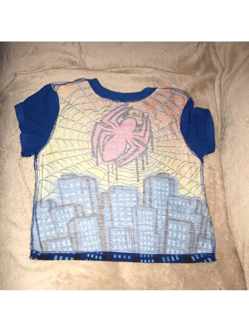 Spider-Man Graphic Tee in Blue and Multicolor pajama top small